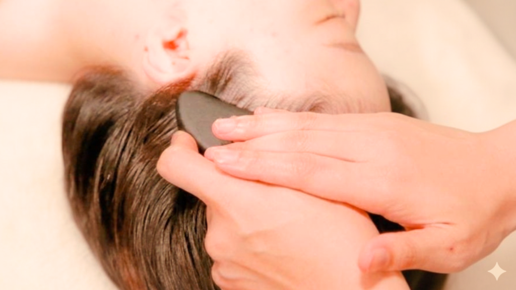 アロマドライヘッドスパサロンRomiere（ロミエル）船橋店への道順のバザルトストーンのヘッドスパ